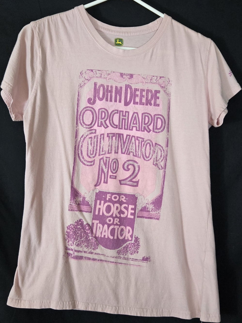 John Deere Women's Vintage Style Pink Graphic Tee - Orchard Cultivator#710